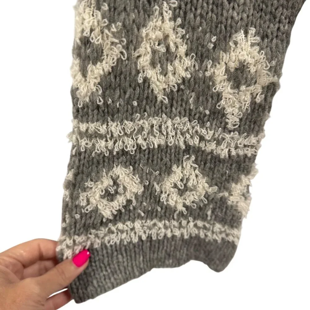 Free People Ragnar Fair Isle Split‎ Neck Wool Blend Pullover Sweater Size S